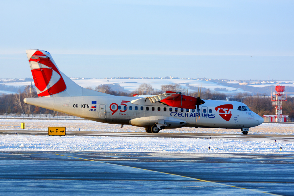 ATR42-500 OK-KFN, Czech Airlines (OK/CSA), Posledn let OK024 Praha - Ostrava, Ostrava ( OSR / LKMT ), 11.01.2019